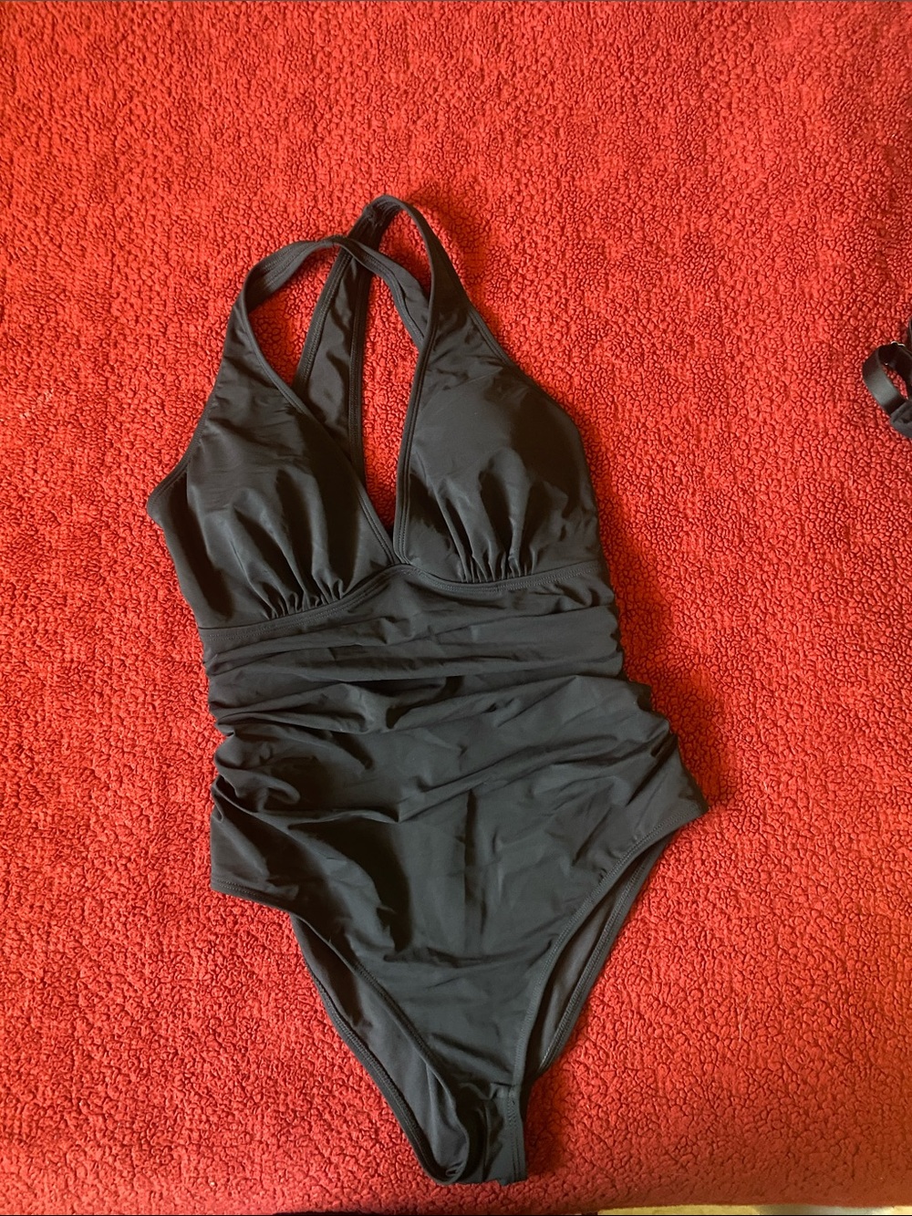 Black One-Piece V-Neck Swimsuit